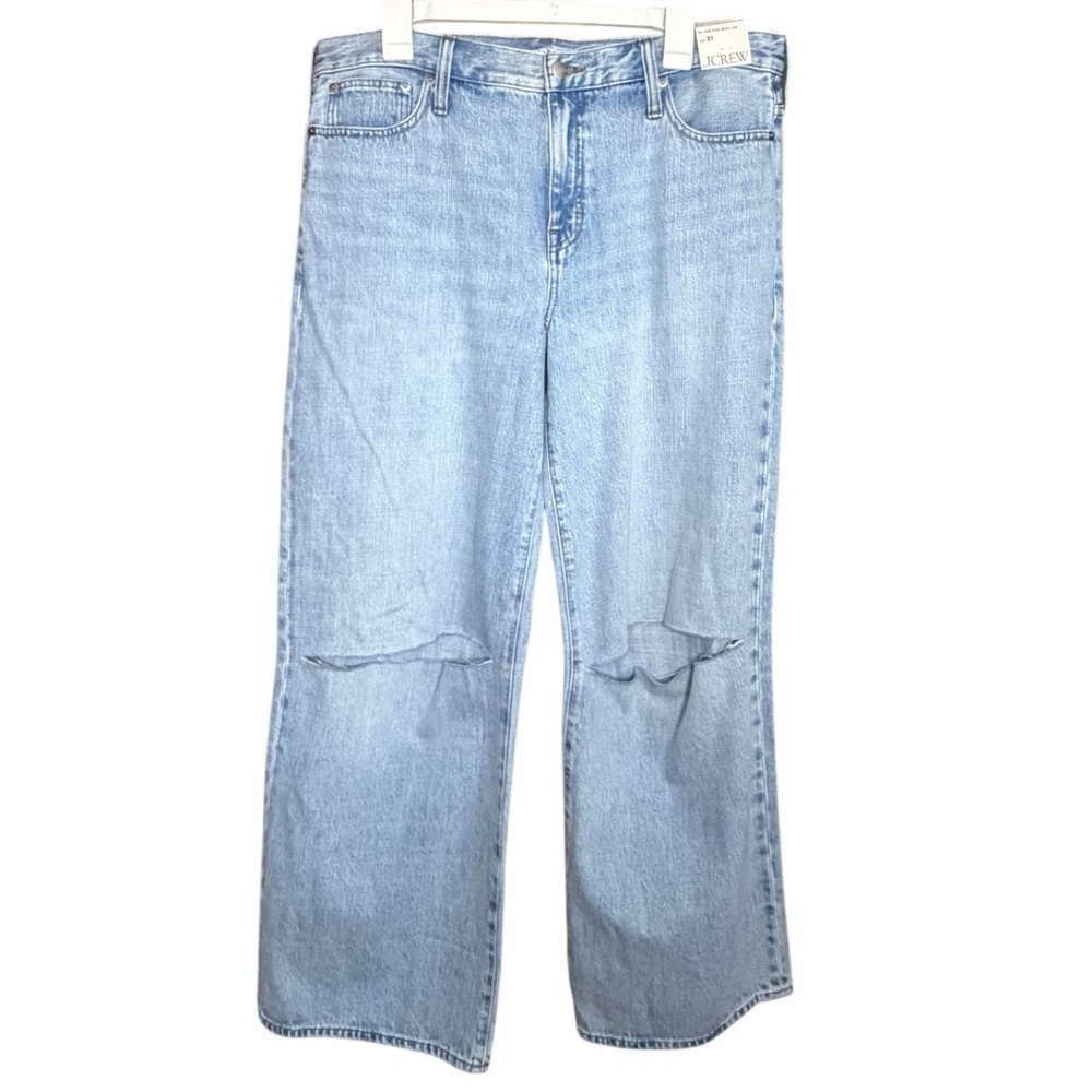 J.Crew Lower-rise distressed wide-leg jean ripped distressed size 31 New - Picture 3 of 8
